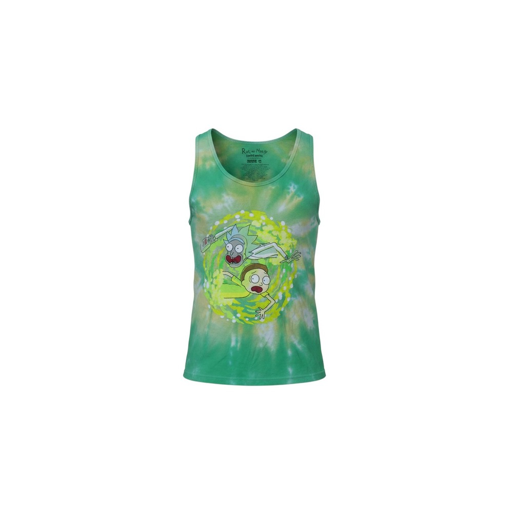 Ripple Junction Tank Top Mens S Green Tie Dye Rick and Morty Portal Graphic